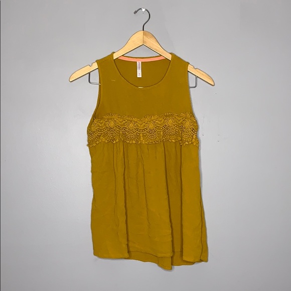 Xhilaration Tops - Xhilration Mustard Yellow Flare Tank Top Medium
